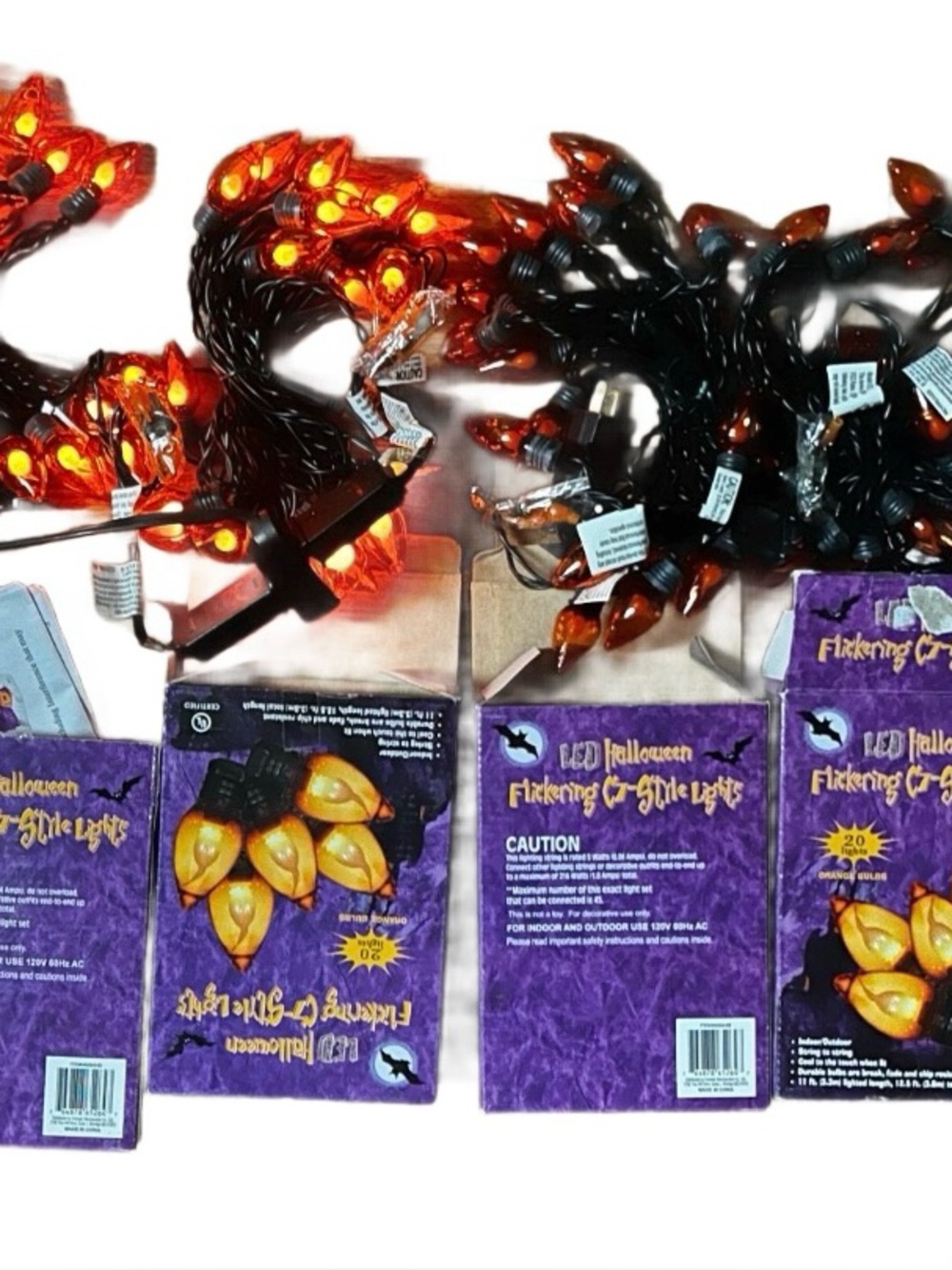 Everstar LED Halloween Flickering Flame Orange Lights (80 Lights/ 4 Boxes) ~New